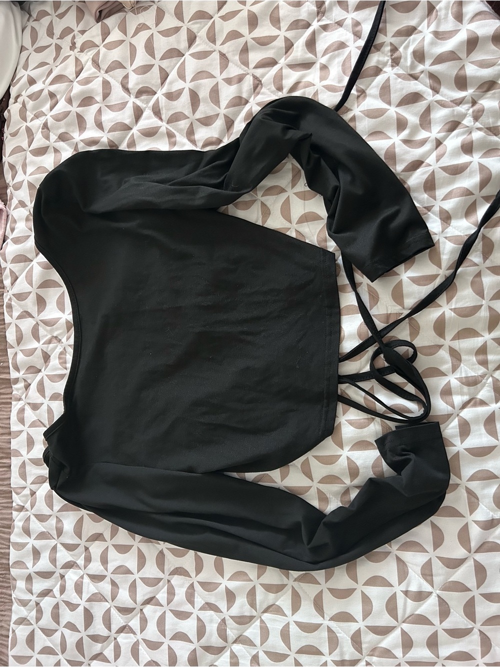SHEIN Chocolate Brown and black Stretch Crop Top